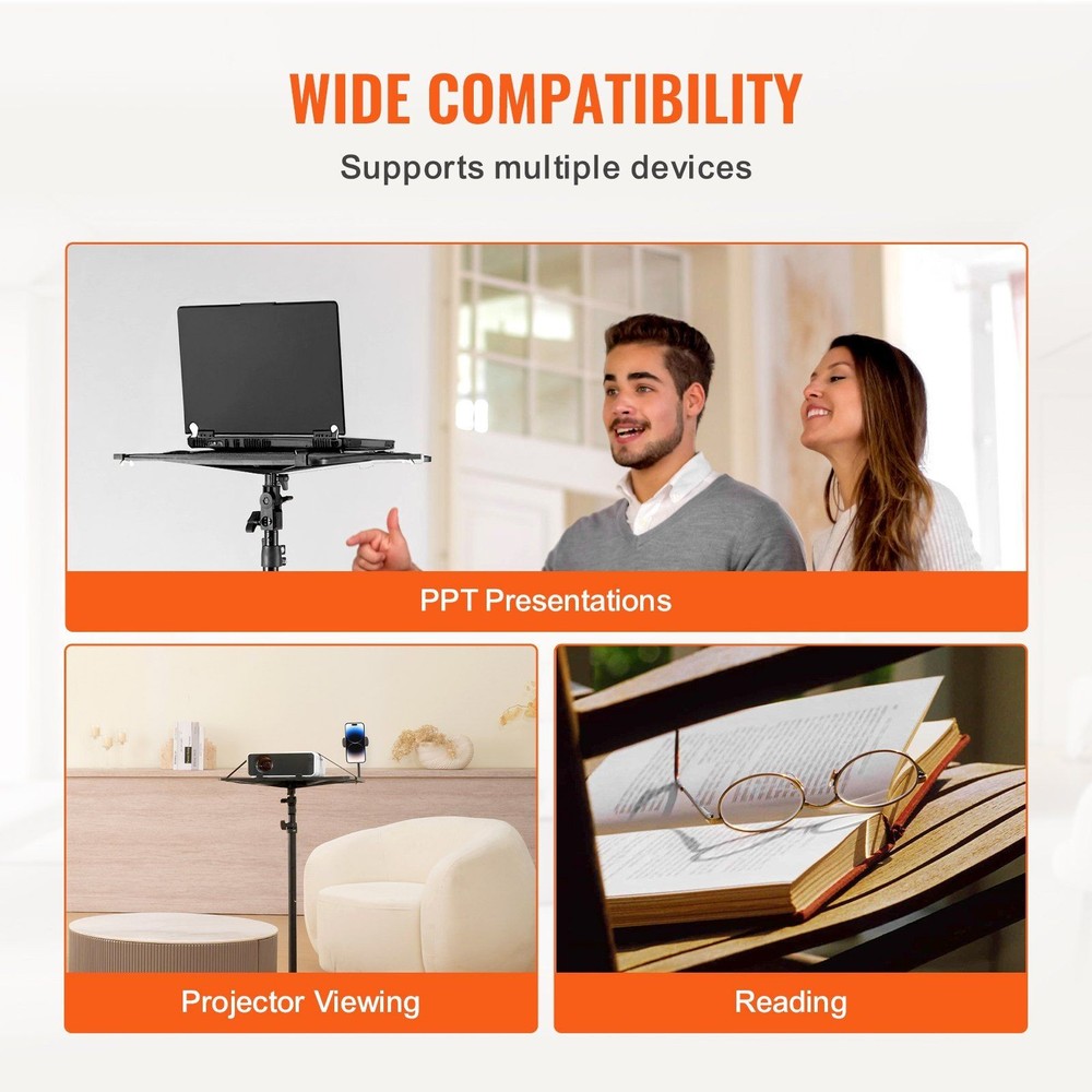 Efficient Projector Stand with Base Tray 26.97-63in 22lb Load Black