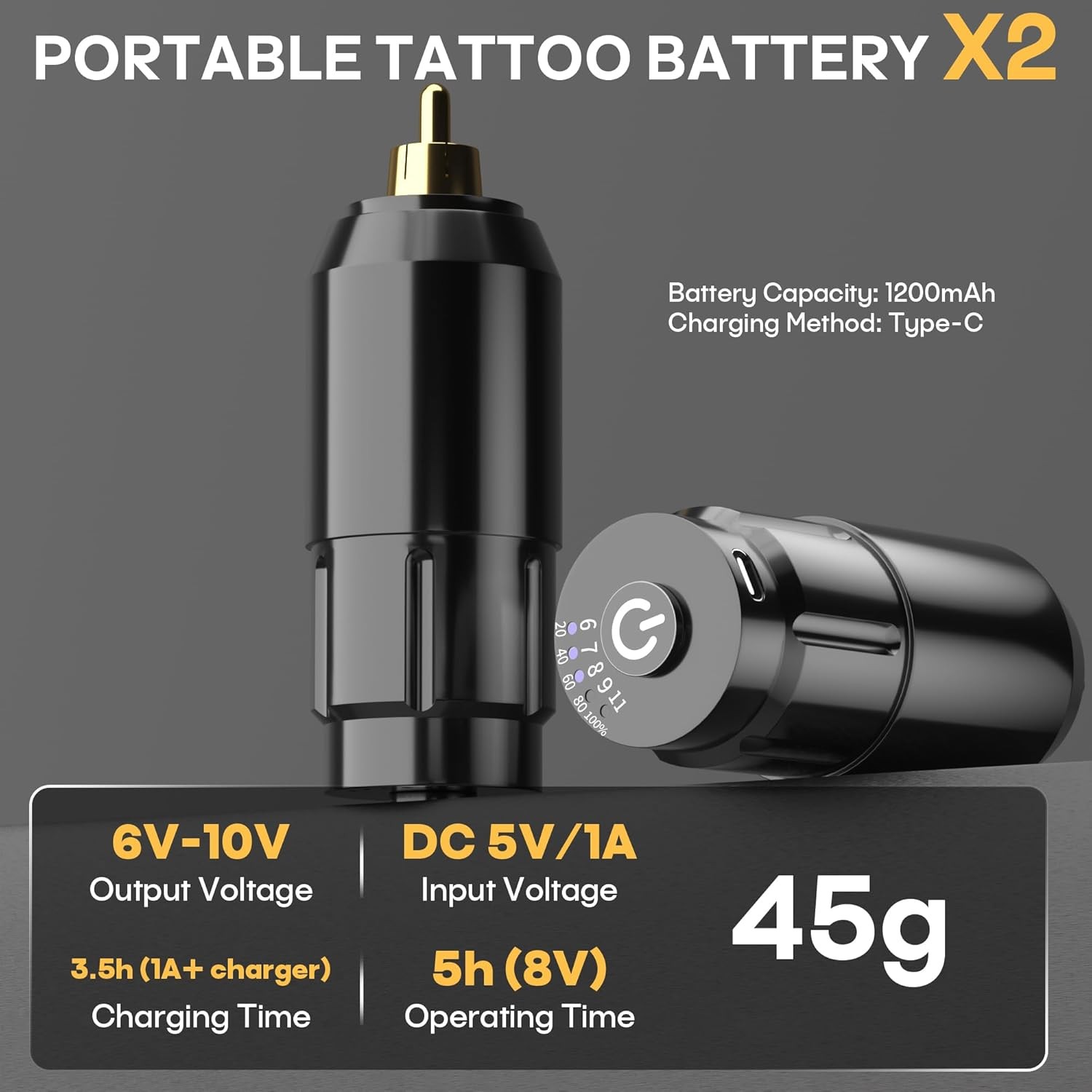 Wireless Rotary Tattoo Machine Kit with 20 Tattoo Cartridge Needles, Ink Set & 2