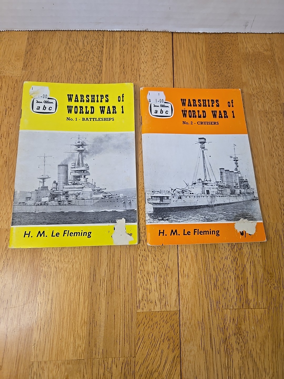 Vintage Warships Of World War 1 ABC Books x2, Battleships / Cruisers, Le Fleming