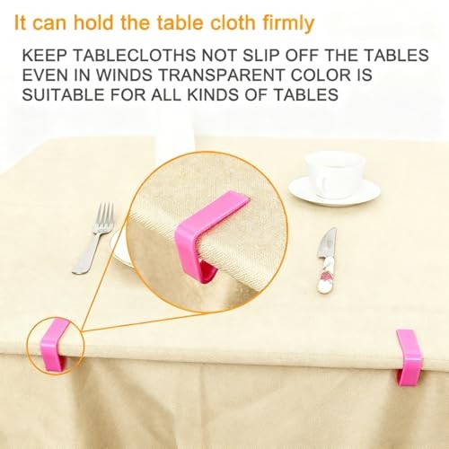 Transparent Clear Tablecloth Clips, Plastic Table Cloth Clips，Table Large-Pink