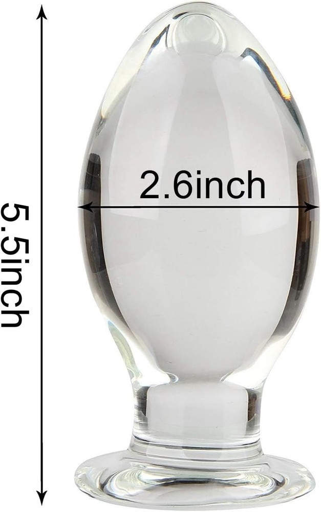 Extra Large 5.5 Inch Glass Butt Plug Clear Smooth Surface for Temperature Play
