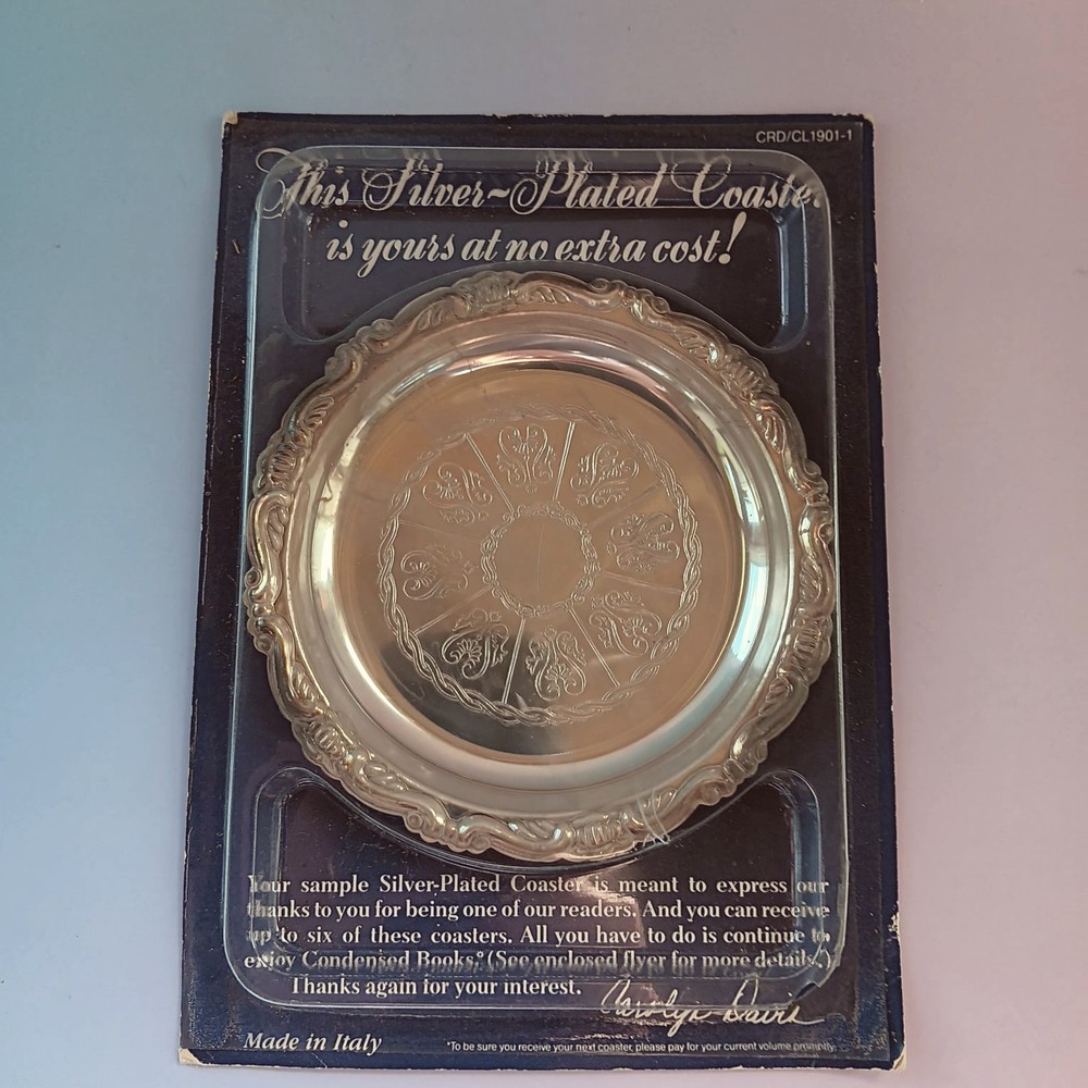 3 Readers Digest Exclusive Silver Plated Coasters 1988 Made in Italy Sealed