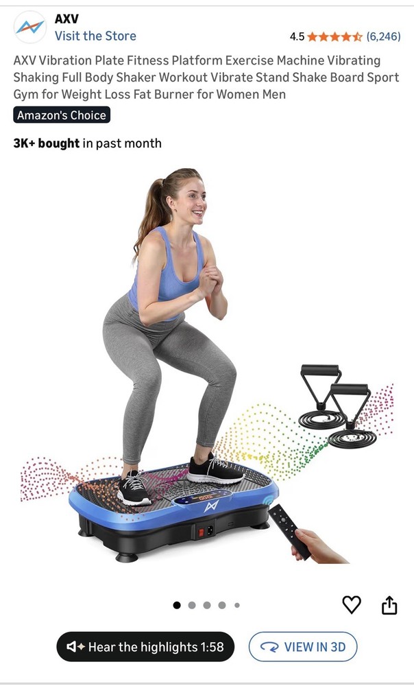 AXV SLIM-BT.BLUE Oscillating Vibration Plate Remote Control LED Adjustable Speed