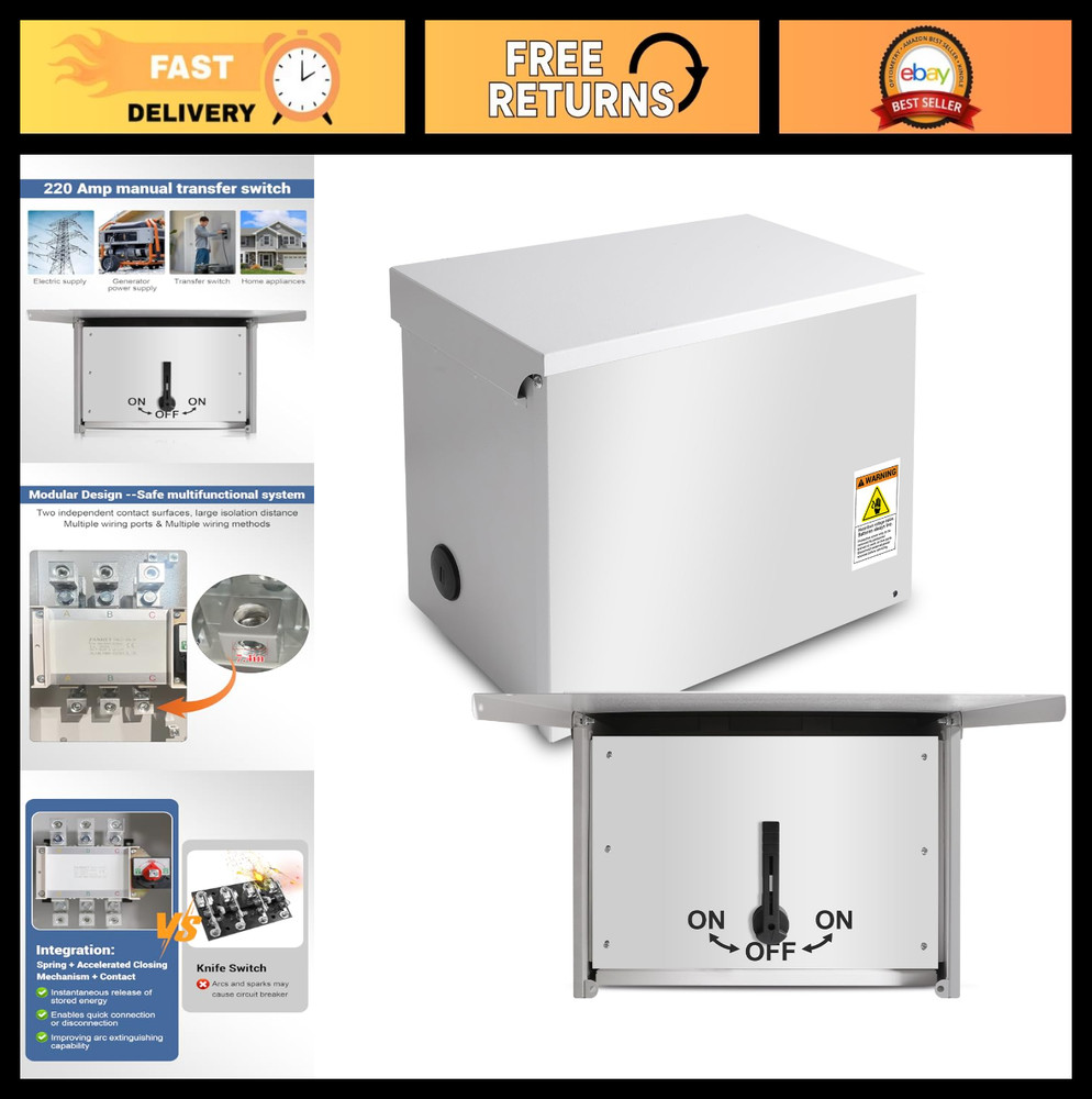 200A Automatic Generator Transfer Switch, NEMA 3R, Double-Throw Safety Switch fo