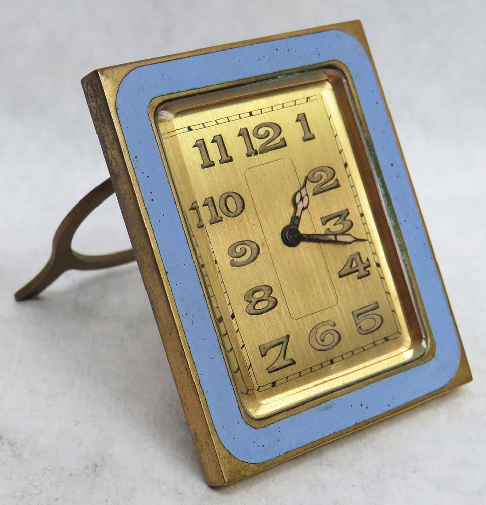 AUDEMARS PIQUET BLUE ENAMELED KEY WIND 2.25" DESK CLOCK