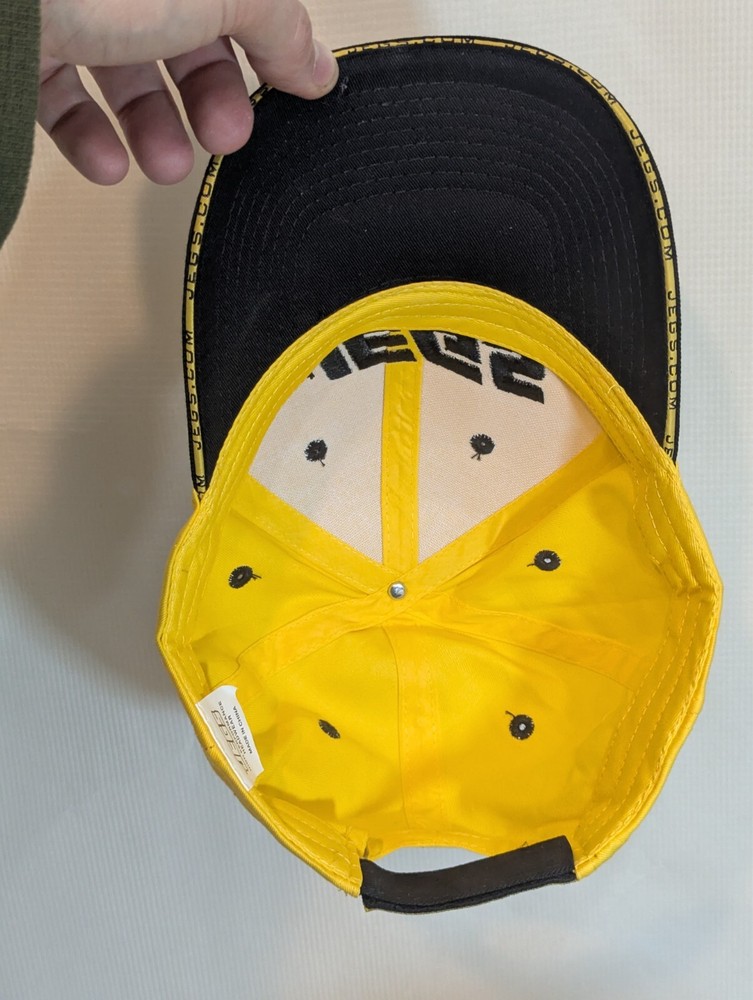 JEGS High Performance Baseball Hat Cap Yellow Hook & Loop Vented Canvas VG+