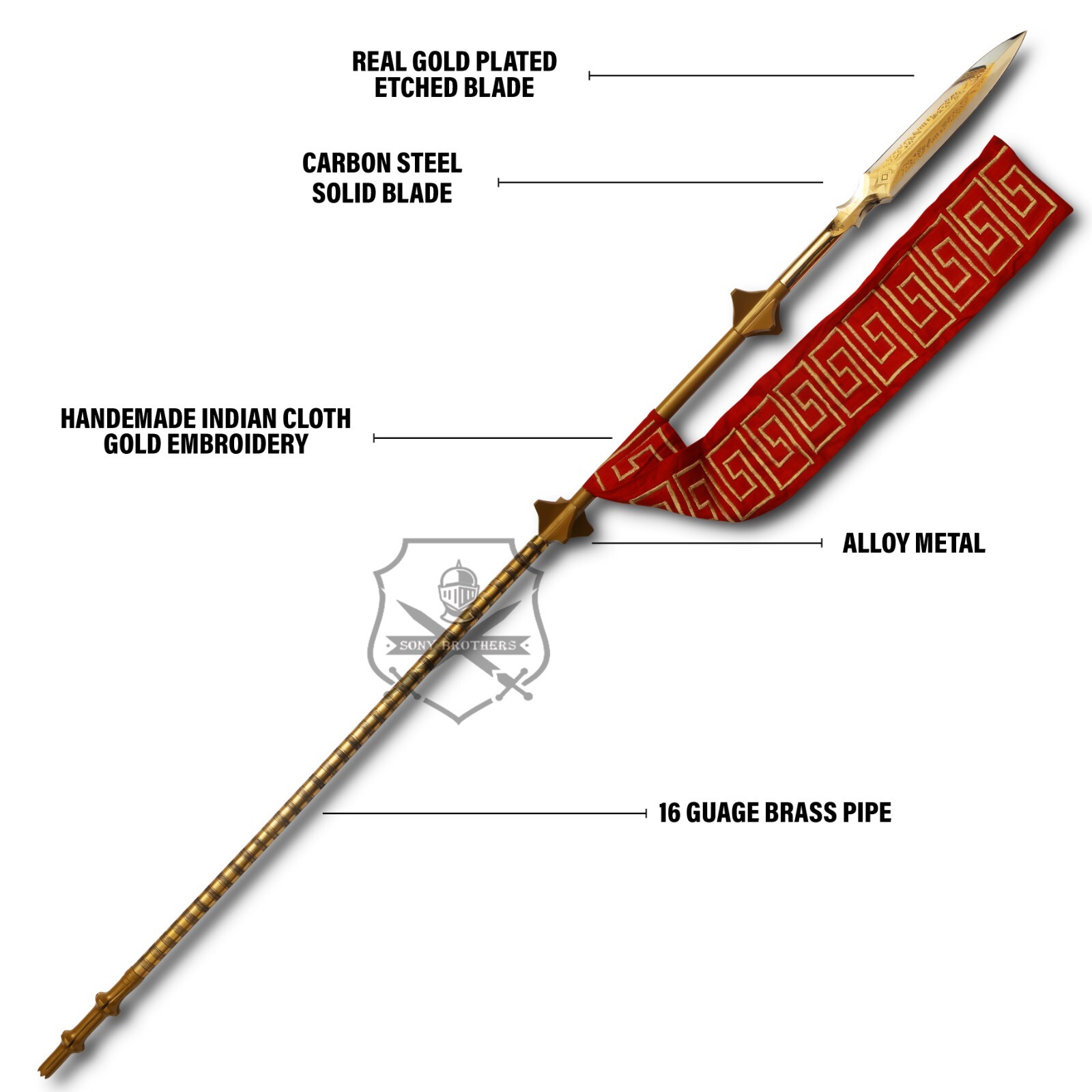 Leviathan God of War Ragnarok Draupnir Spear 21 Carat Gold Plated