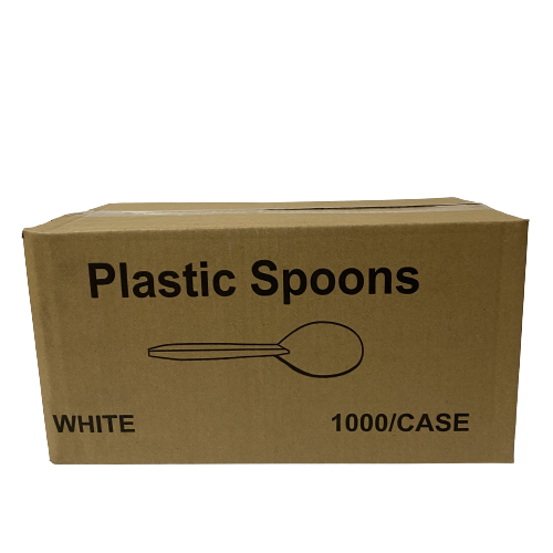 1000 Medium Weight Soup Spoon Teaspoon White (Fast Free Ship)