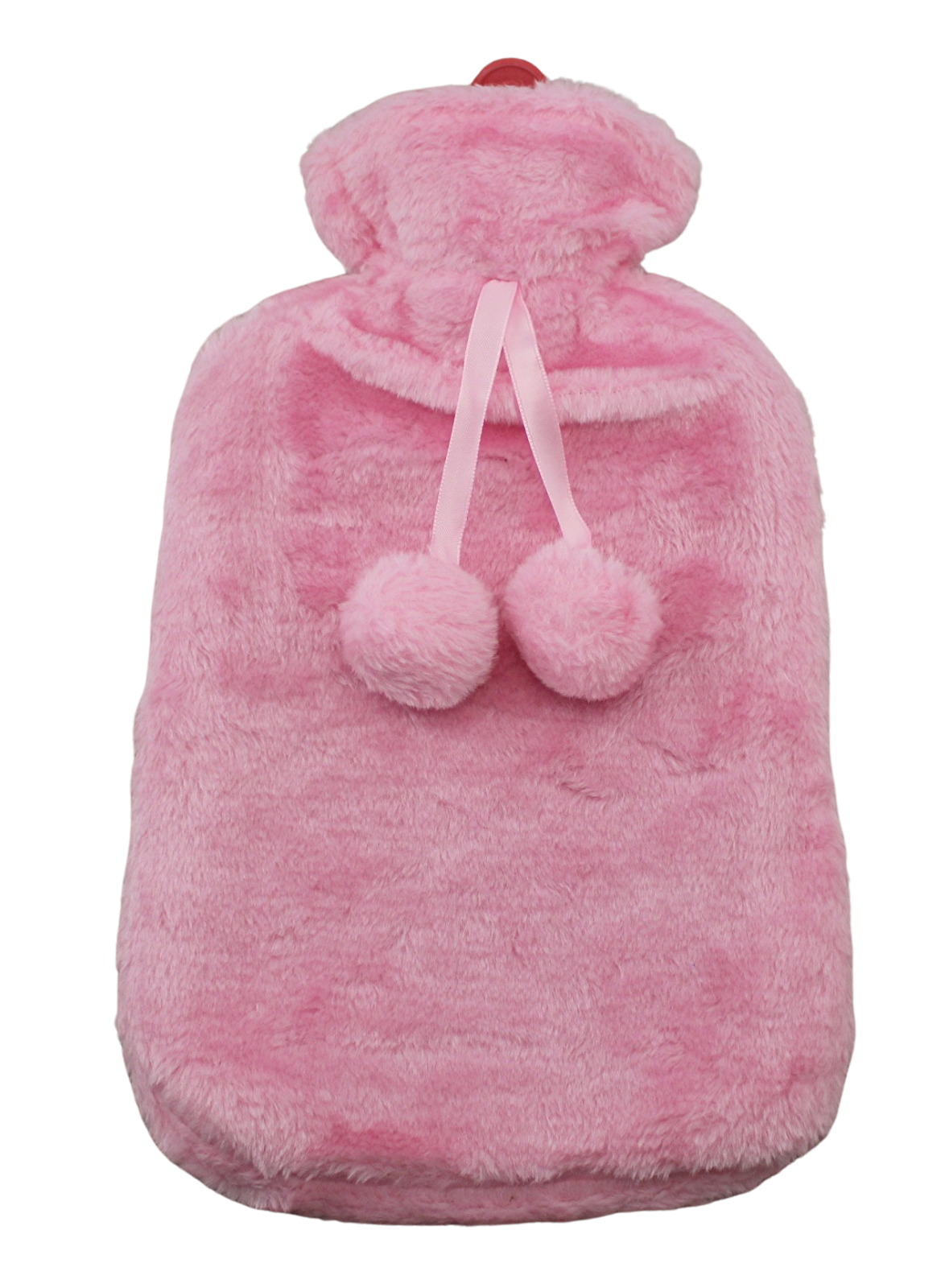 Rubber Hot Water Bottle with Soft Plush Fleece Cover 2000ml (67 fl. oz) Pink
