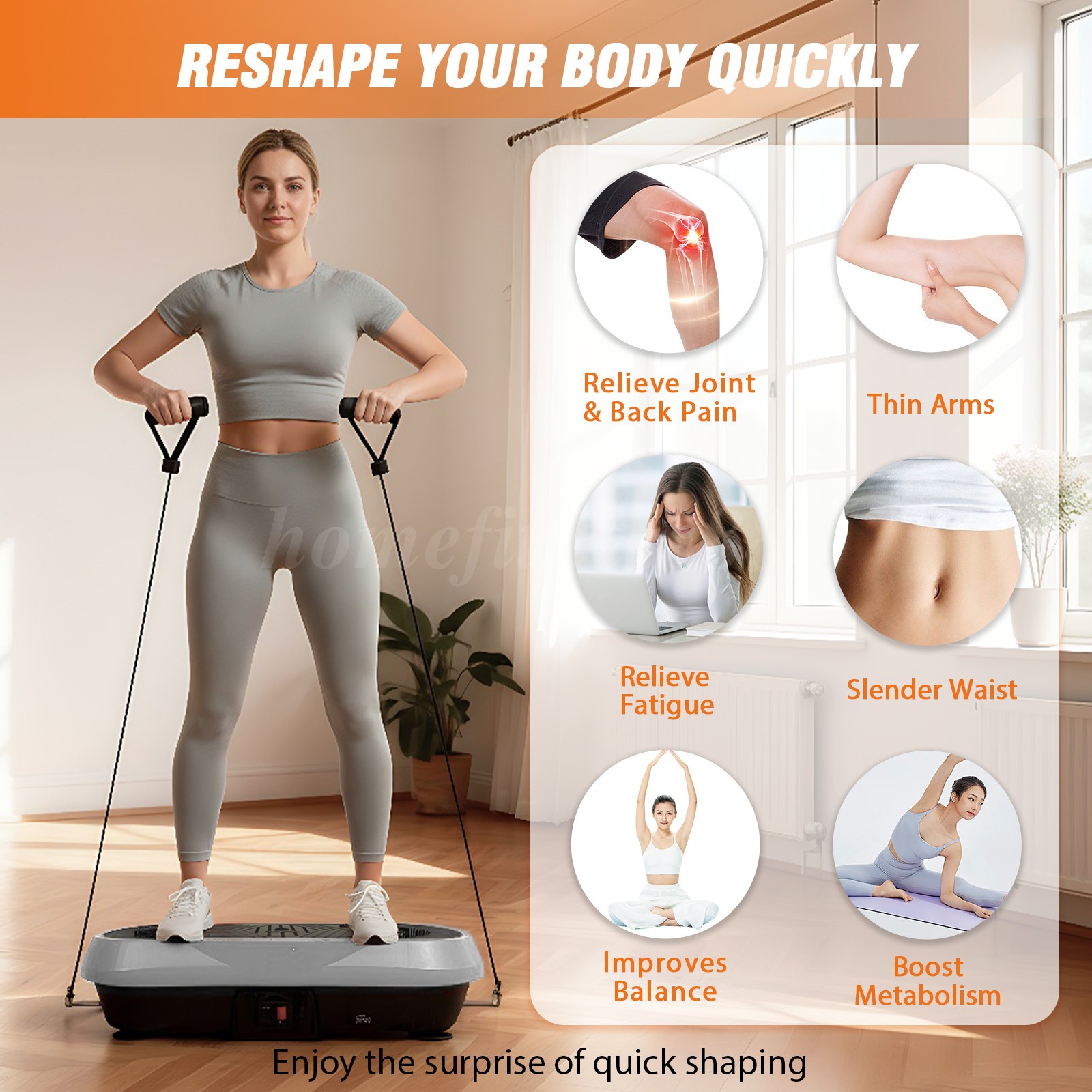Vibration Plate Exercise Machine for Weight Loss & Lymphatic Drainage Fitness US