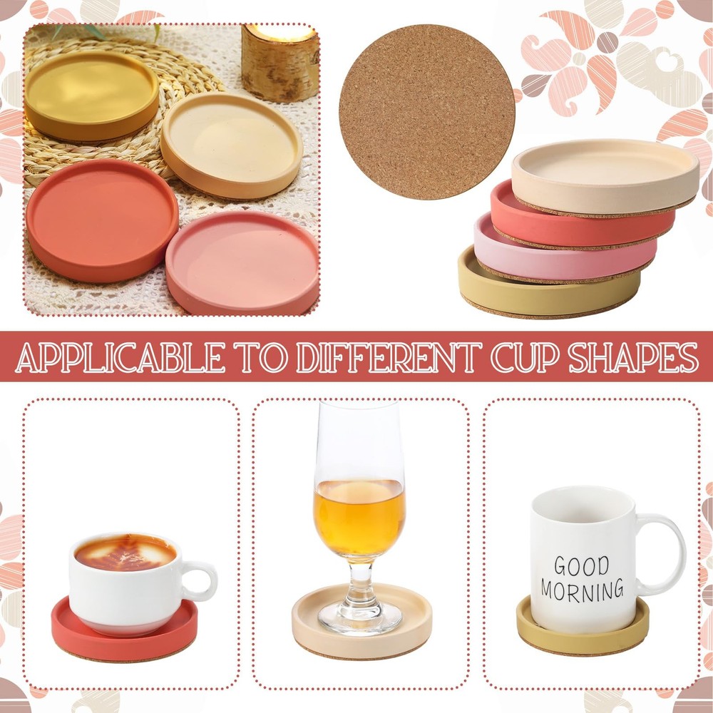 Hushee Ceramic Absorbent Coaster Set of 4 Stackable Round Drink Multi Colors
