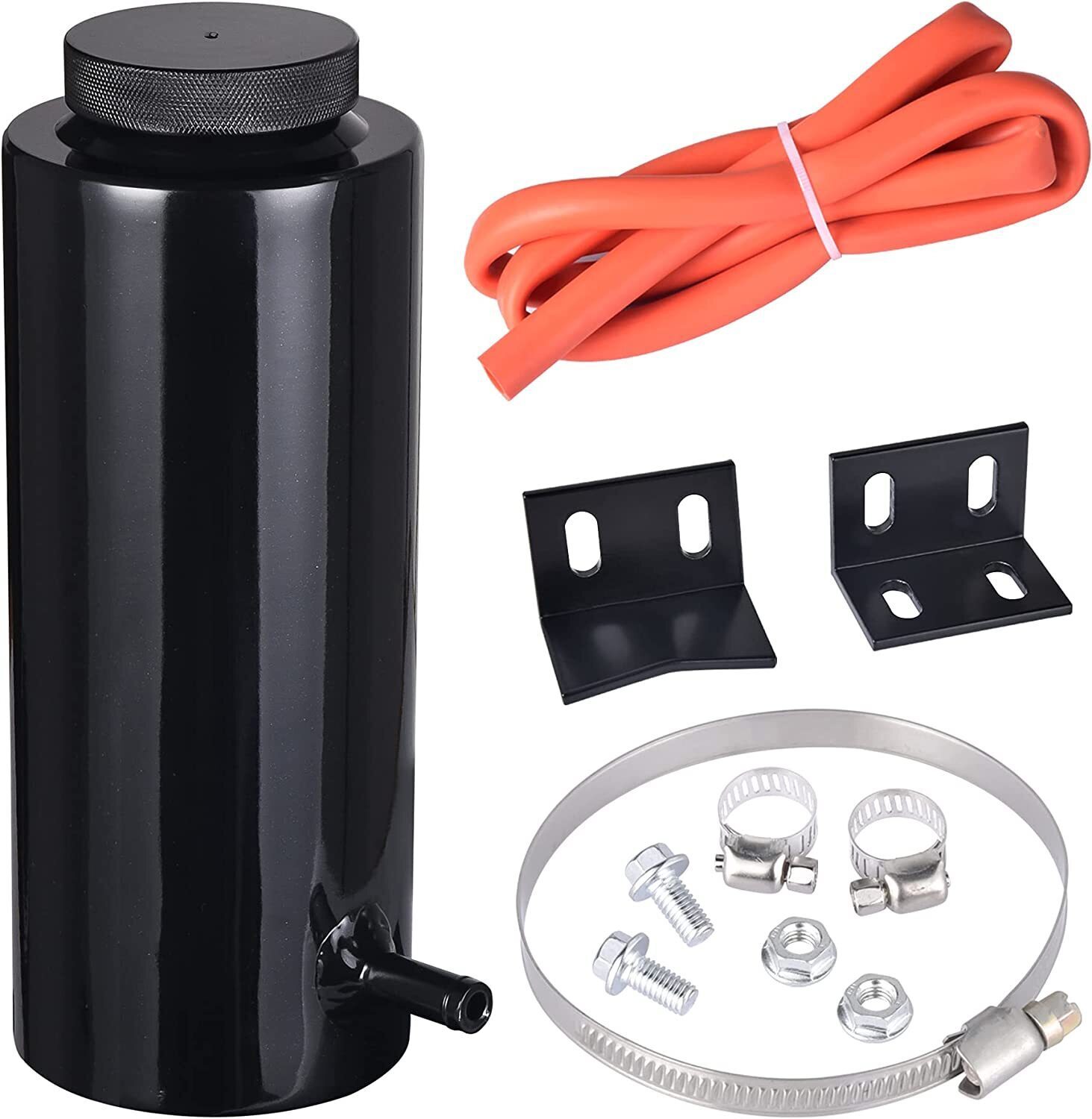 Universal Radiator Coolant Catch Tank Overflow Reservoir 800ml Black Aluminum
