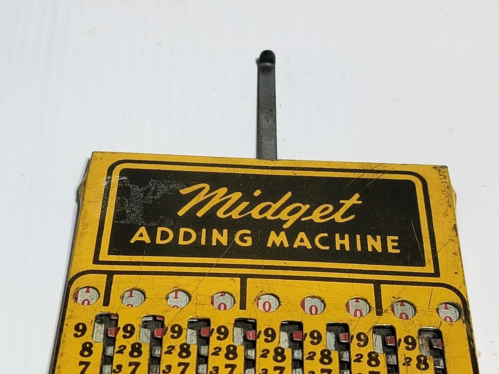MIDGET ADDING MACHINE Original Case w/ NAIL Stylus GOOD WORKING CONDITION