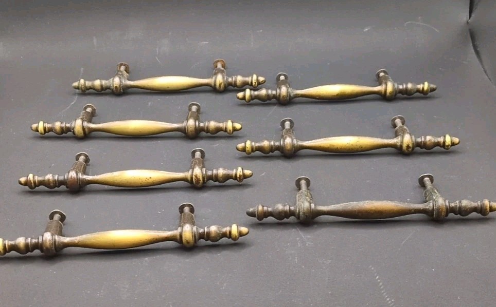 Lot of 16 Amerock MCM Brass Drawer Pull Handles RD 1968 CAN 5.5" With Screws