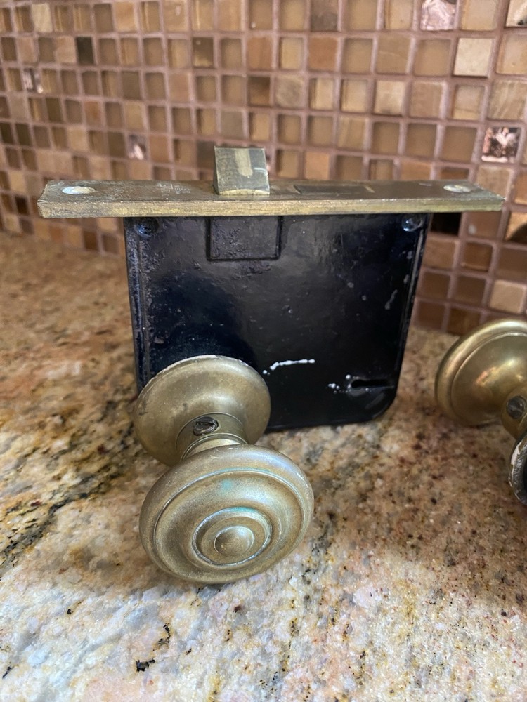 Antique / Vintage 2 Sets Solid Brass Door knob Hardware Set 🔥