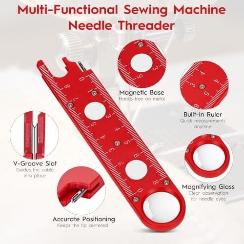 Sewing Machine Needle Threader, 4 in 1 Automatic Quick Threading Tool,