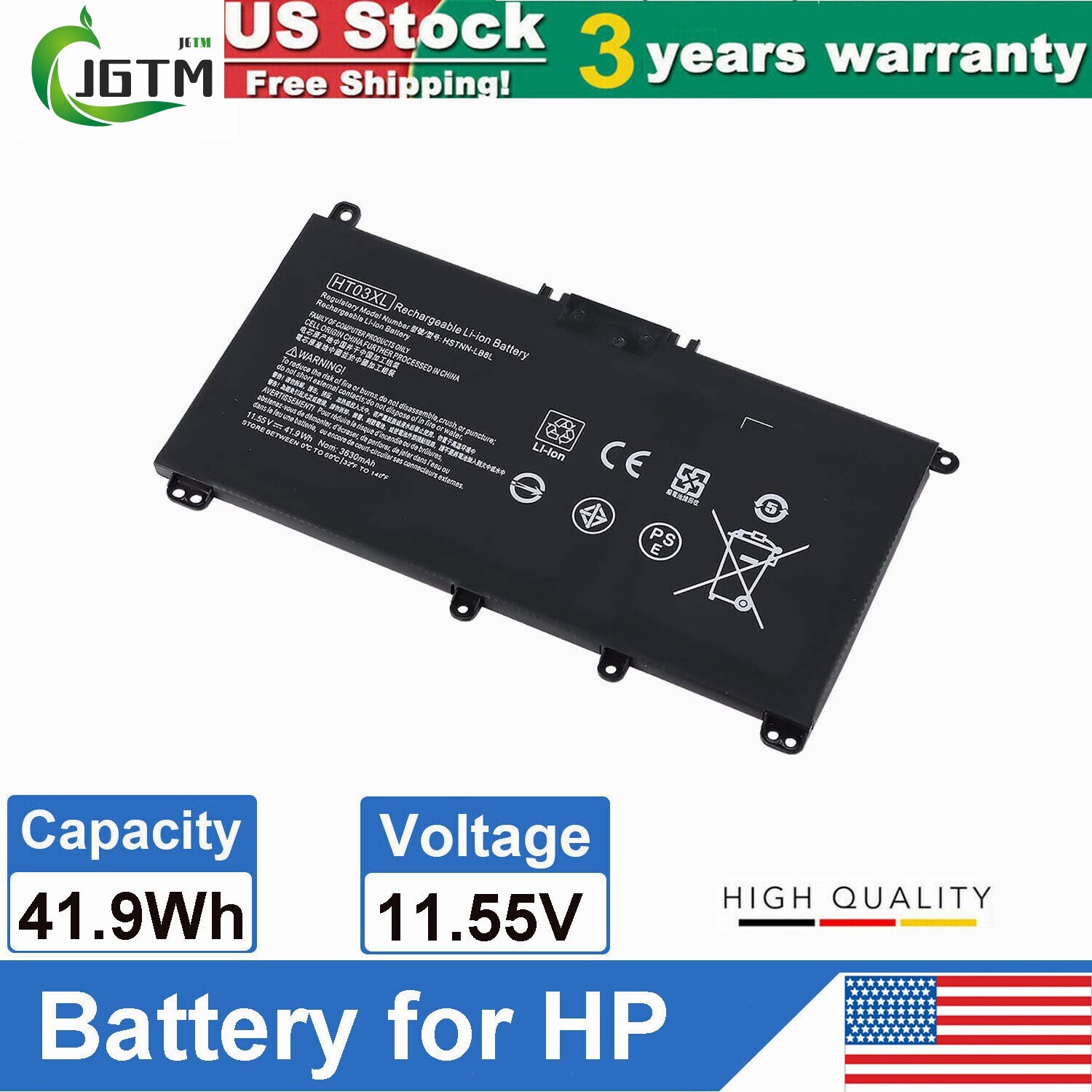 HT03XL Battery for HP Pavilion L11421-2C2 L11119-855 14-CE 14-CF 15-CS 15-DA New