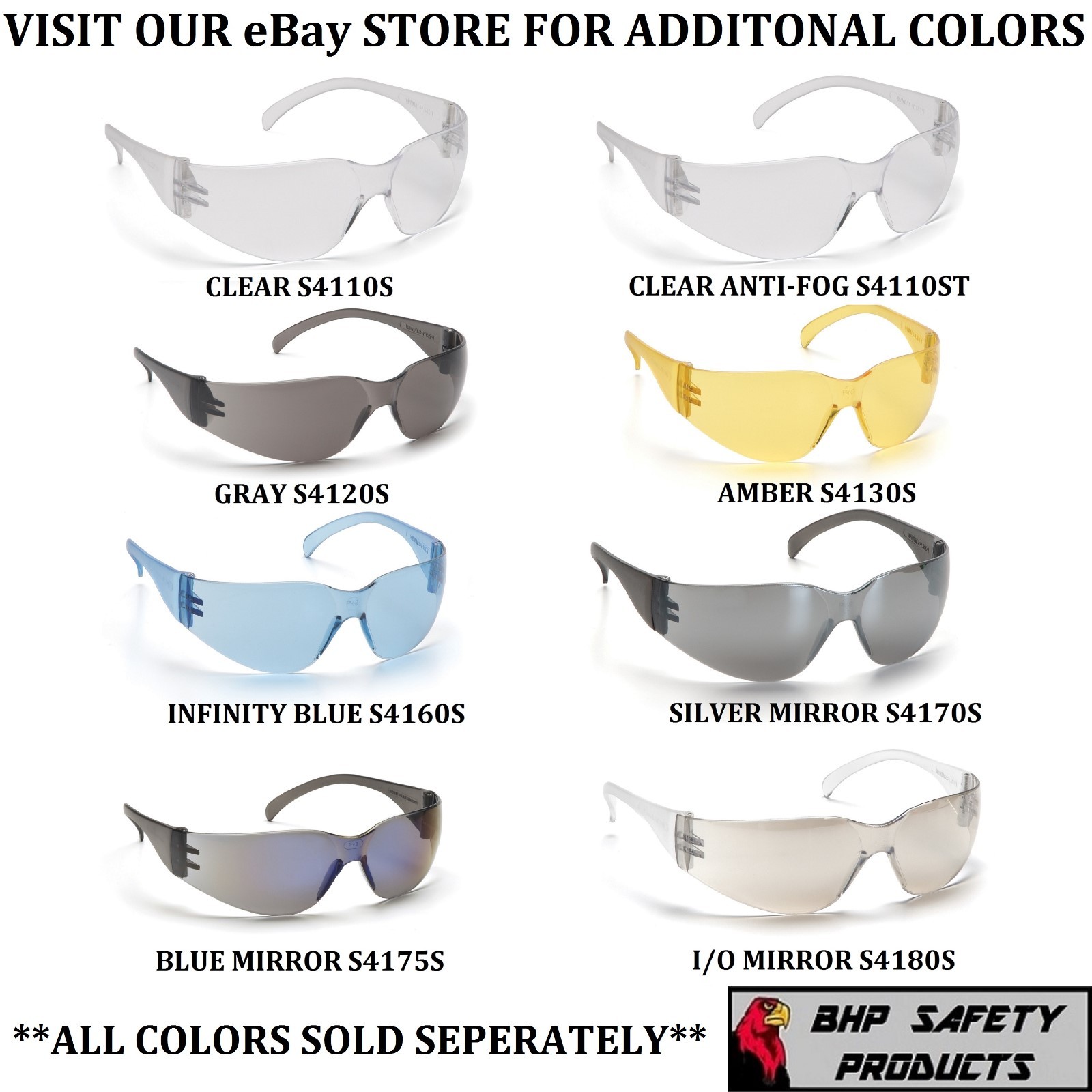 (12 PAIR) PYRAMEX INTRUDER SAFETY GLASSES SILVER MIRROR LENS SUNGLASSES S4170S