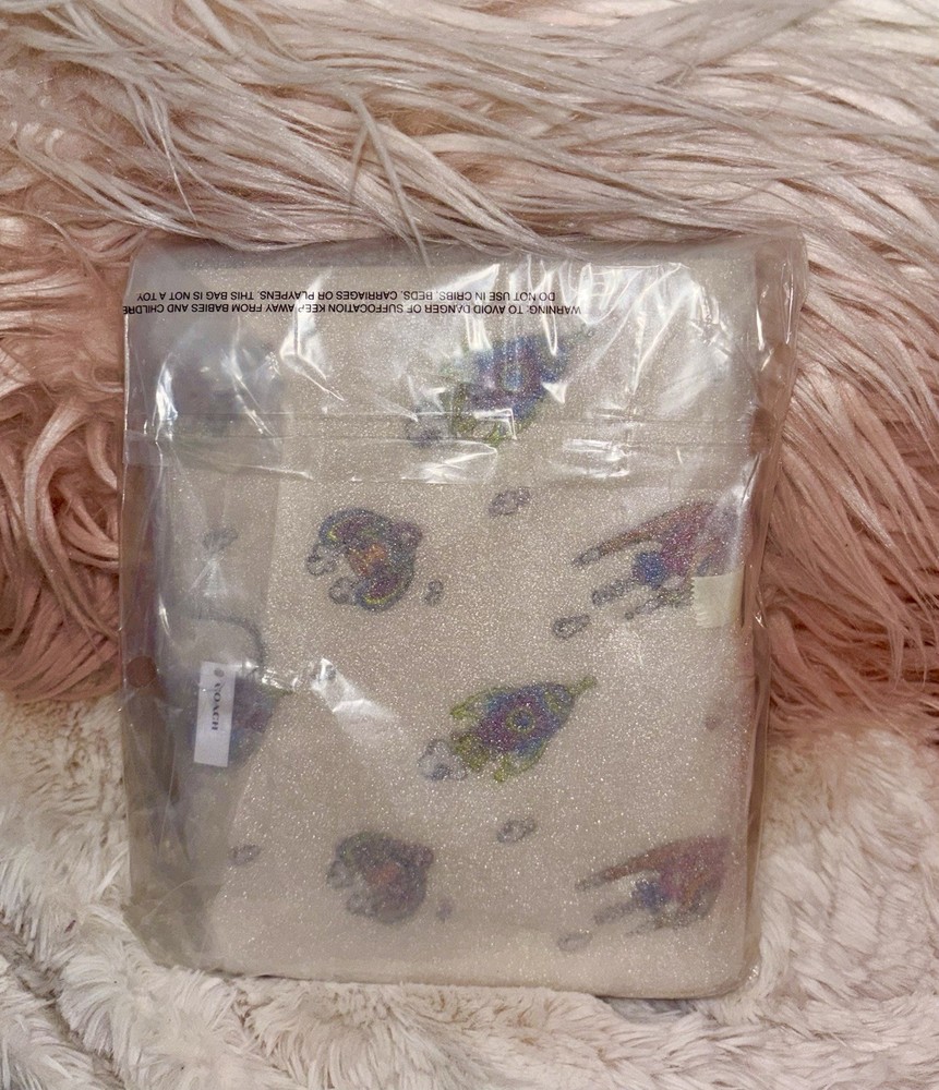 NEW Coach Rocket Print Chalk Multi Refined Pebble Leather Notebook Journal