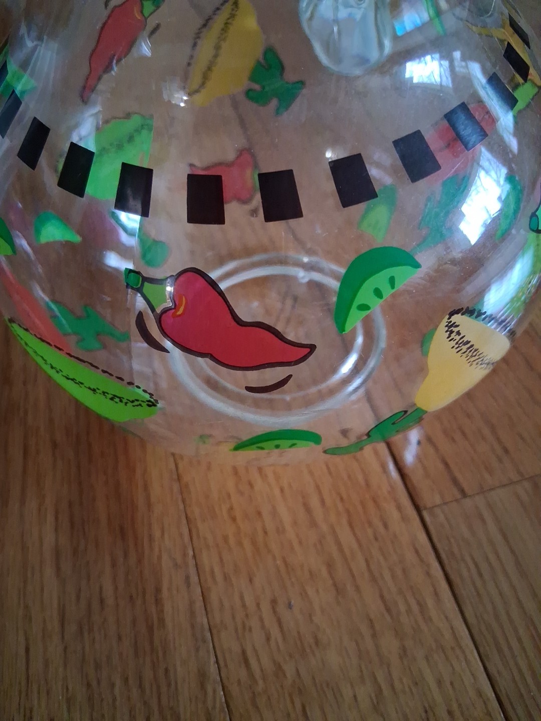 Vintage acrylic margarita pitcher with 4 stir sticks Peppers MCM