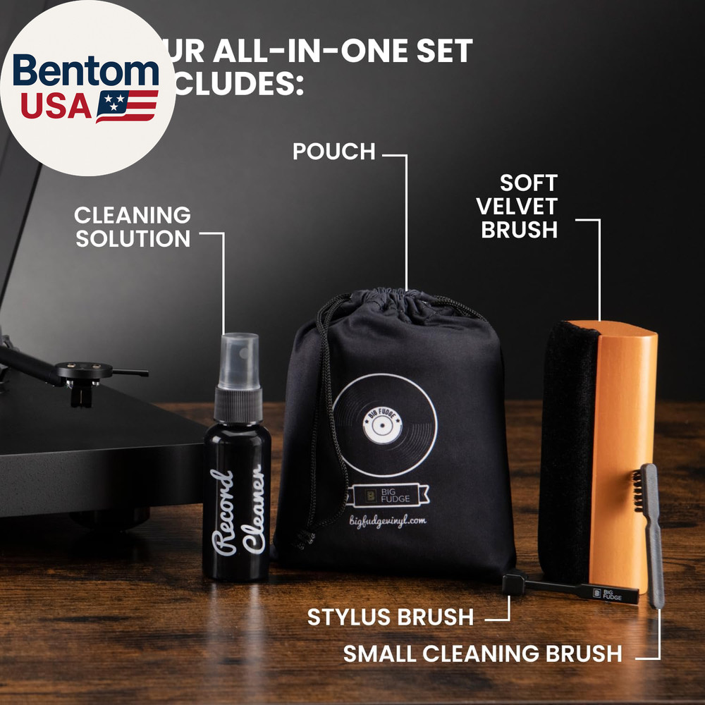 Vinyl Record Cleaning Kit - 4-In-1 Record Cleaner Solution - Includes Ultra-Soft