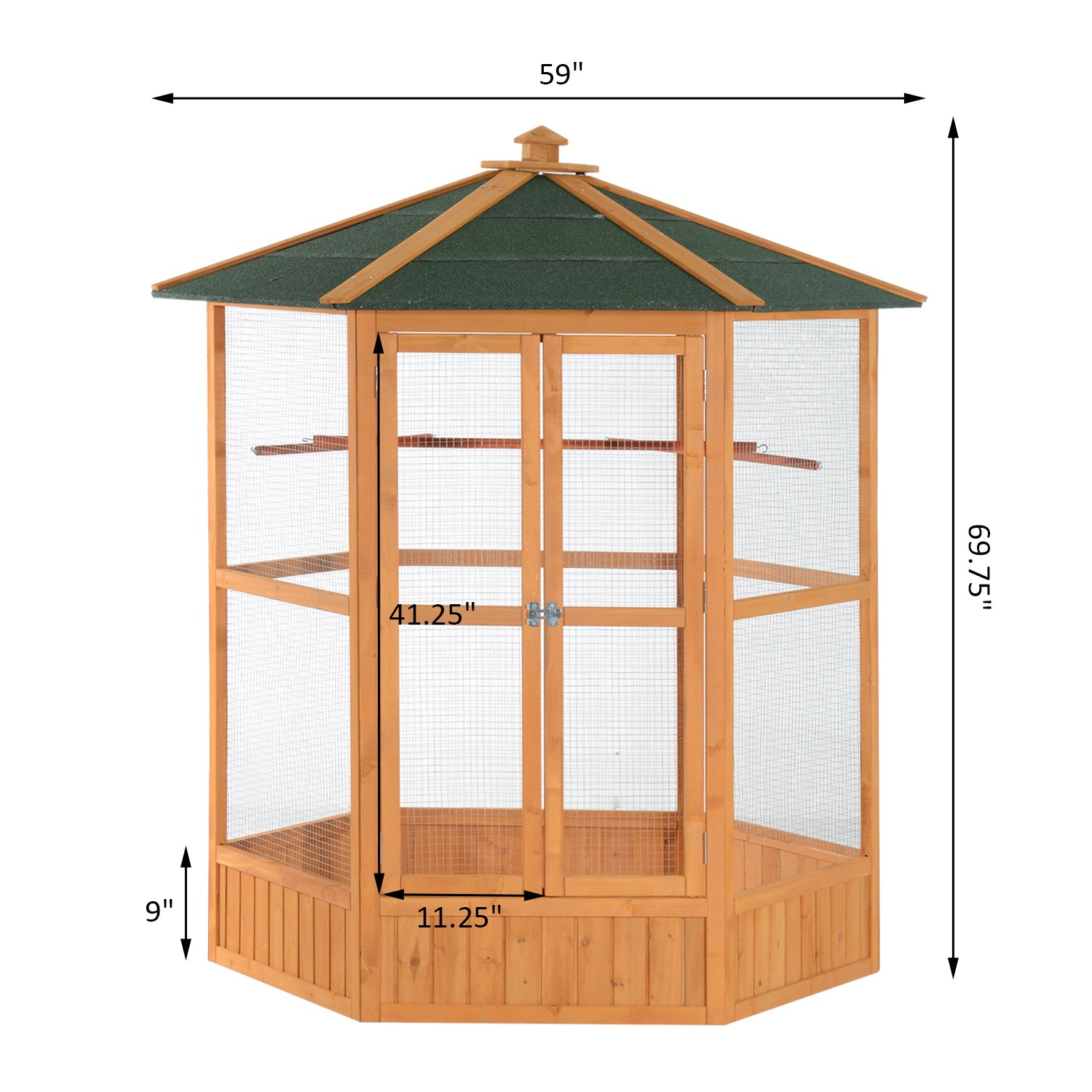 Large Wooden Aviary Flight Bird Cage With Covered Roof Outdoor Wood Aviary