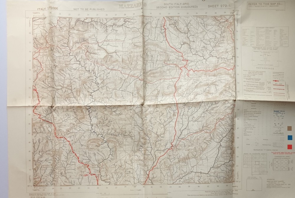 Ww2 1943 Sicily Husky Operation Original Mazzarino Map