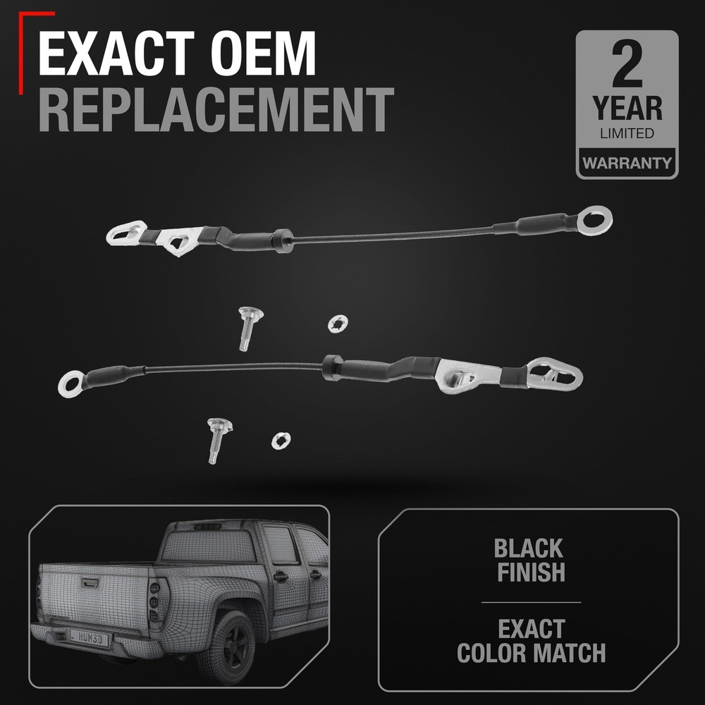 T1A Tailgate Cable Replacement Set- Rear Left & Right Side - Compatible with ...