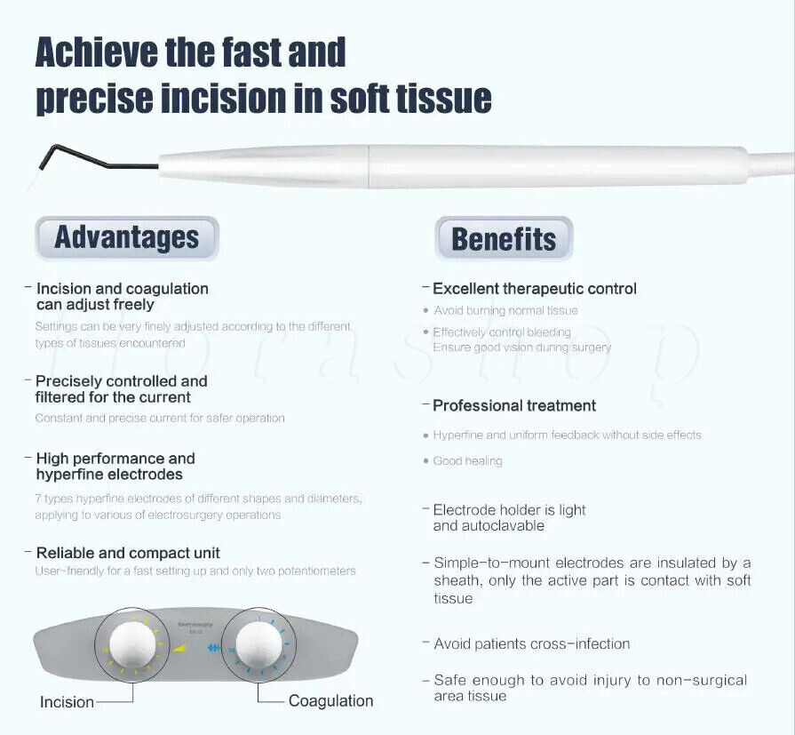 Dental Electro Electrosurgery Unit Machine High Frequency Electric 7 Knife Tips
