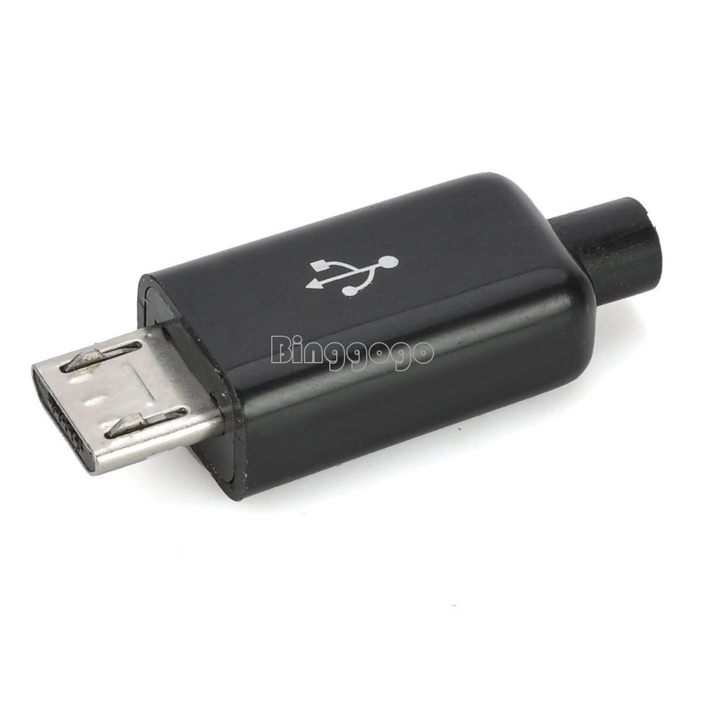 50pcs Micro USB Type B Male Plug Connector Kit with Plastic Cover DIY