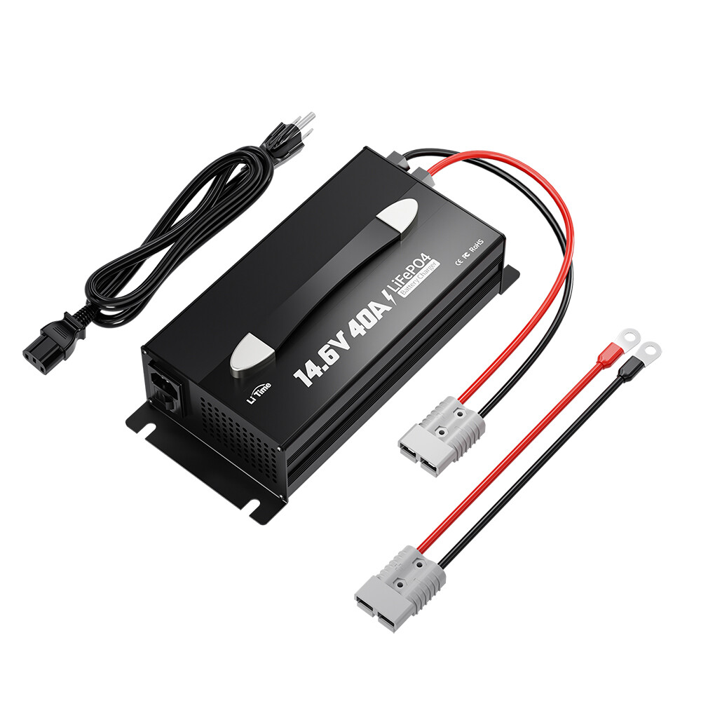 LiTime 14.6V 40A AC-DC Smart Charger Mountable For 12V LiFePO4 Lithium Battery