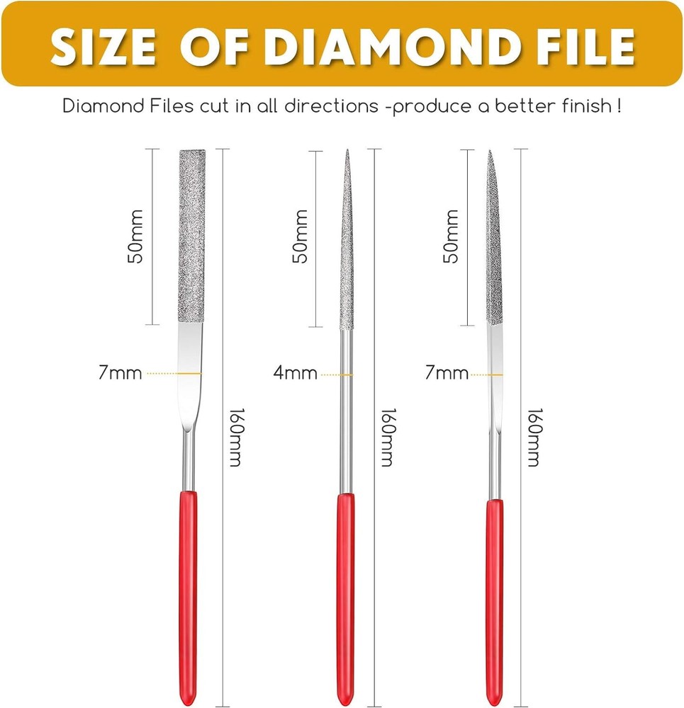 Miniature and Model Files, Includes Diamond File Set (Round, Flat and Triangular