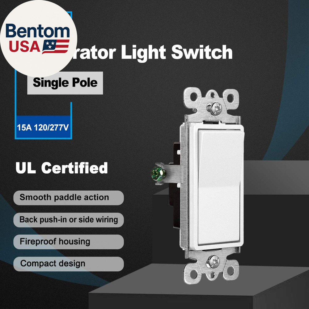 (50 Pack) CML Decorator Wall Light Switch, Single Pole Switch, 15A 120/277V, 3-Y