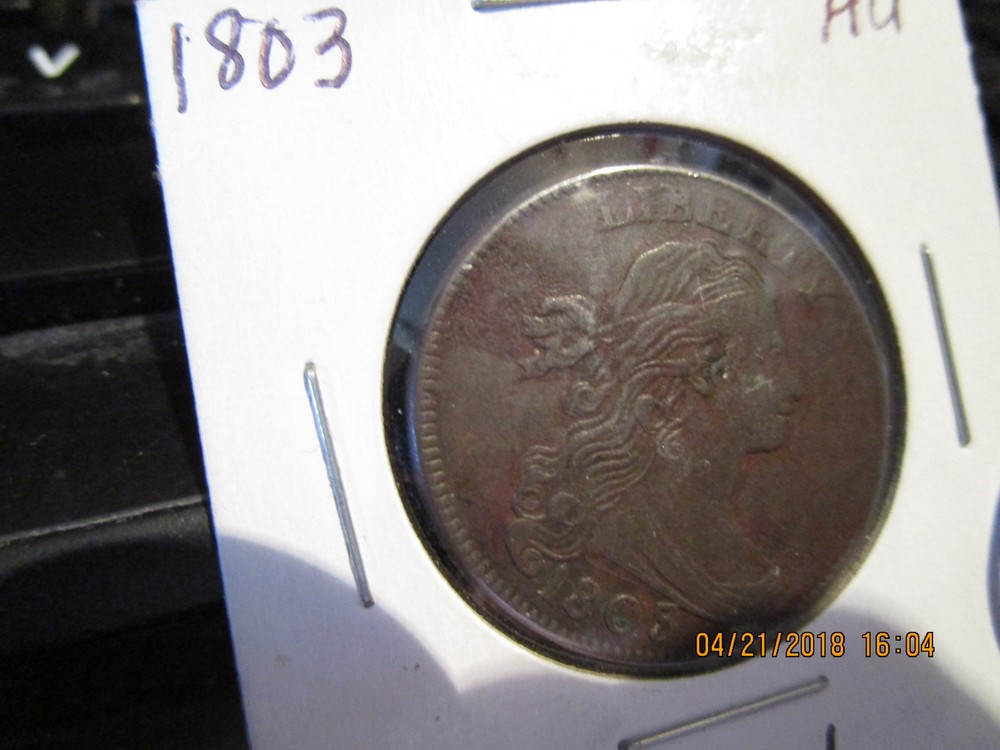 1803 Draped Bust Large Cent AU Small Date/Large Fraction