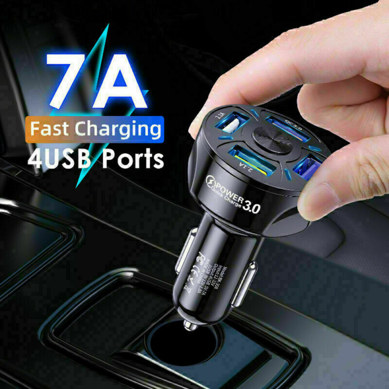 45W 4 Ports USB Car Charge Mini Fast Charging For iPhone/apple Charger Adapter