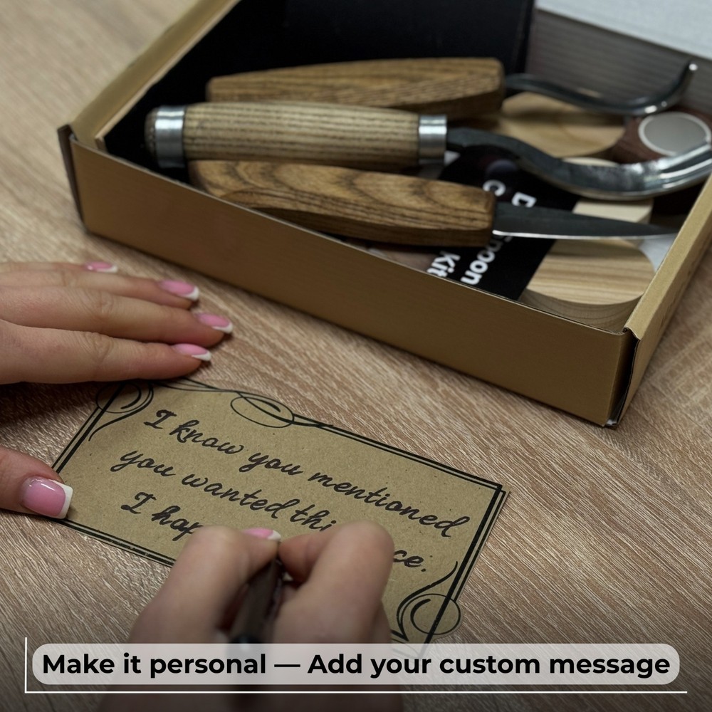 3pcs DIY Set Linden, Cherry, Oak Blank Spoon Making Carving Kit for Beginner