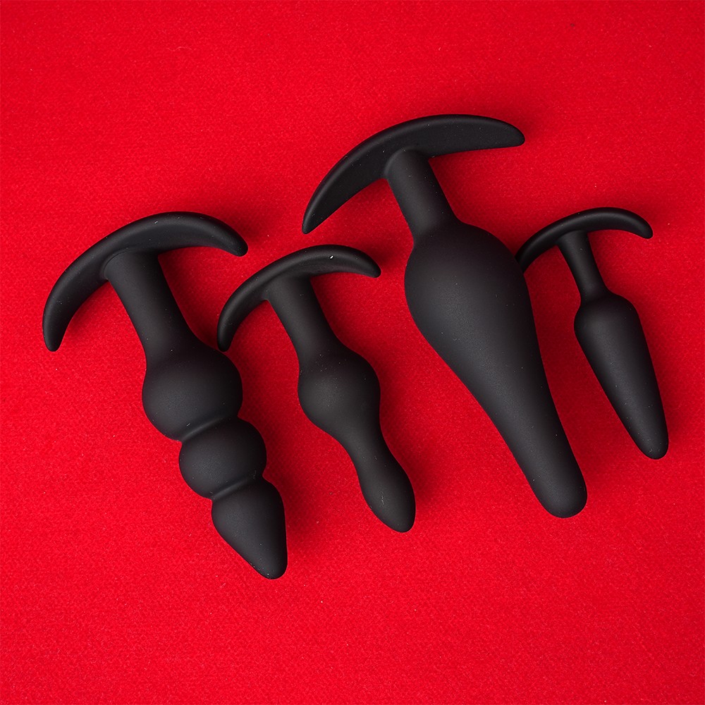 4PCS Silicone Anal Butt Plug Training Starter Kits Beginner Dildo Trainer Set US