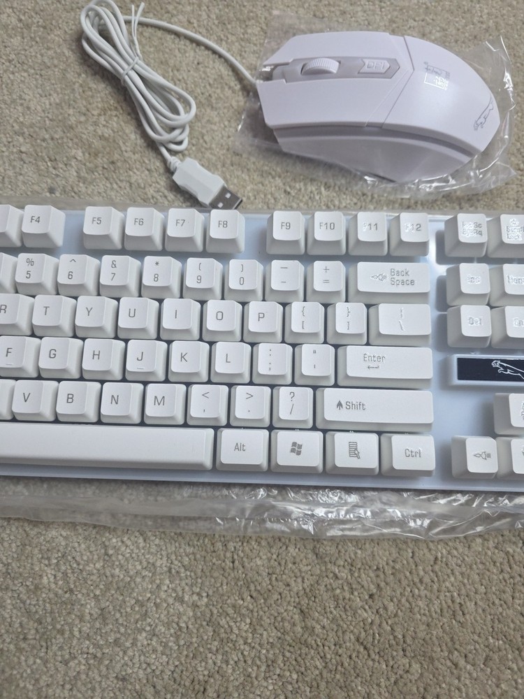 Wired Keyboard and Mouse Combo Large Print, Light-Up Keyboard Mouse, USB