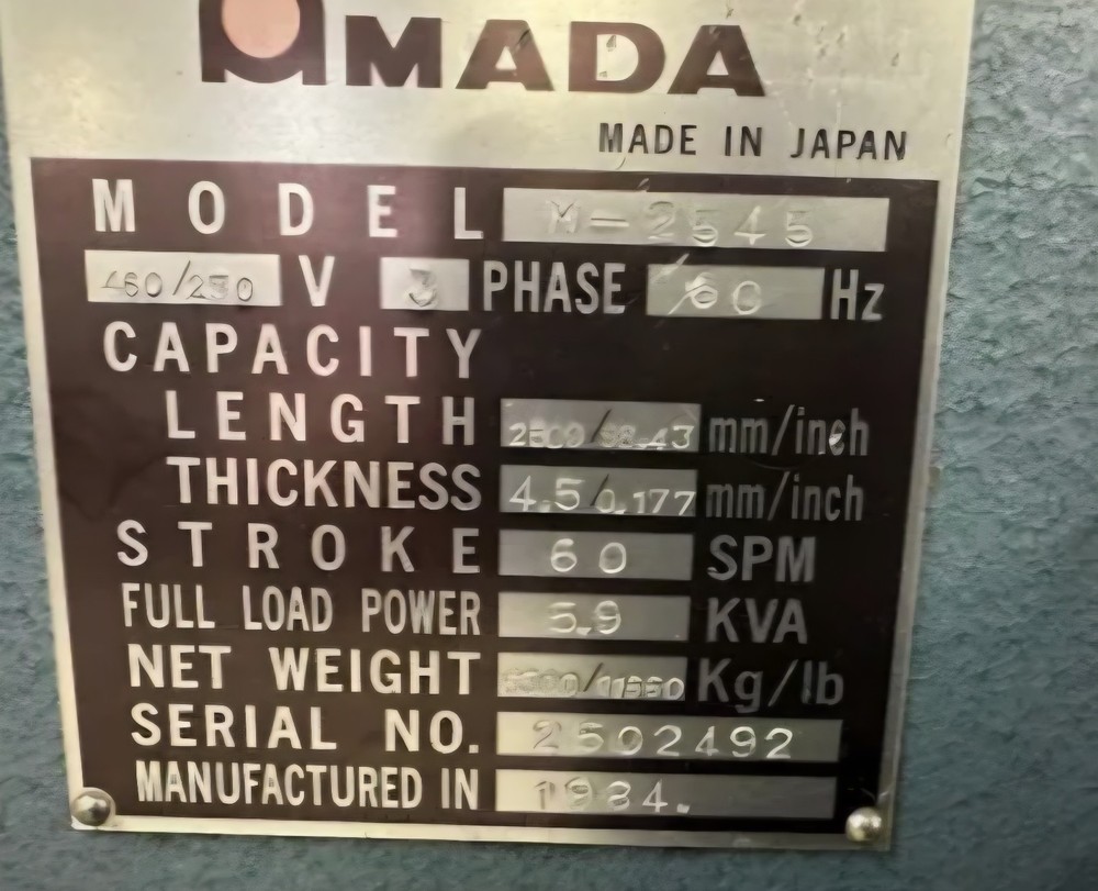 amada shear M 2545