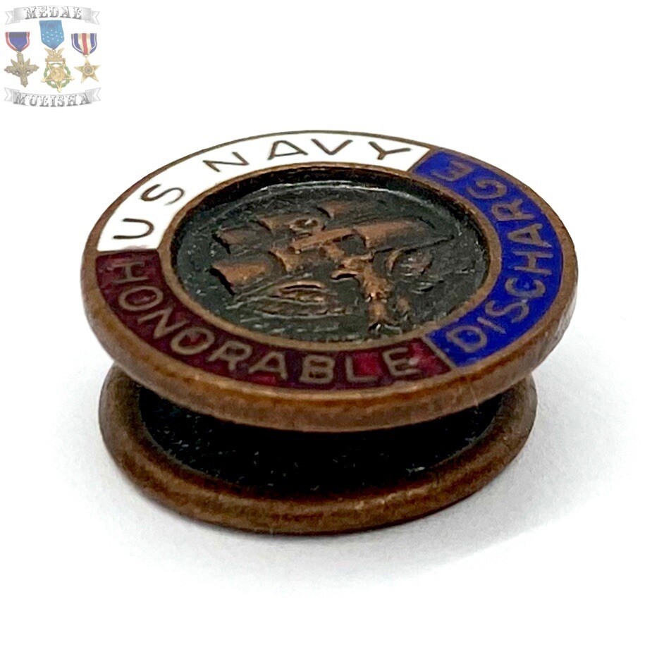 WWII US NAVY HONORABLE DISCHARGE LAPEL BUTTON PIN NAVY WW2