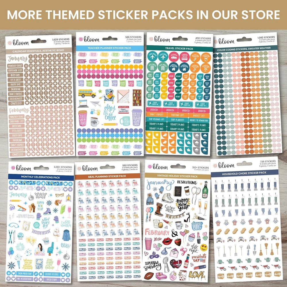 bloom daily planners Student Planner Stickers - 8 Sheets / 672 Multi