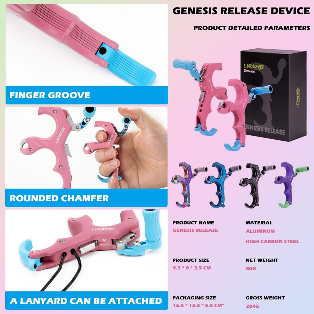 New Compound Bow Thumb Release 3&4 Finger Adjustable Aid Releaser Tool, Archery