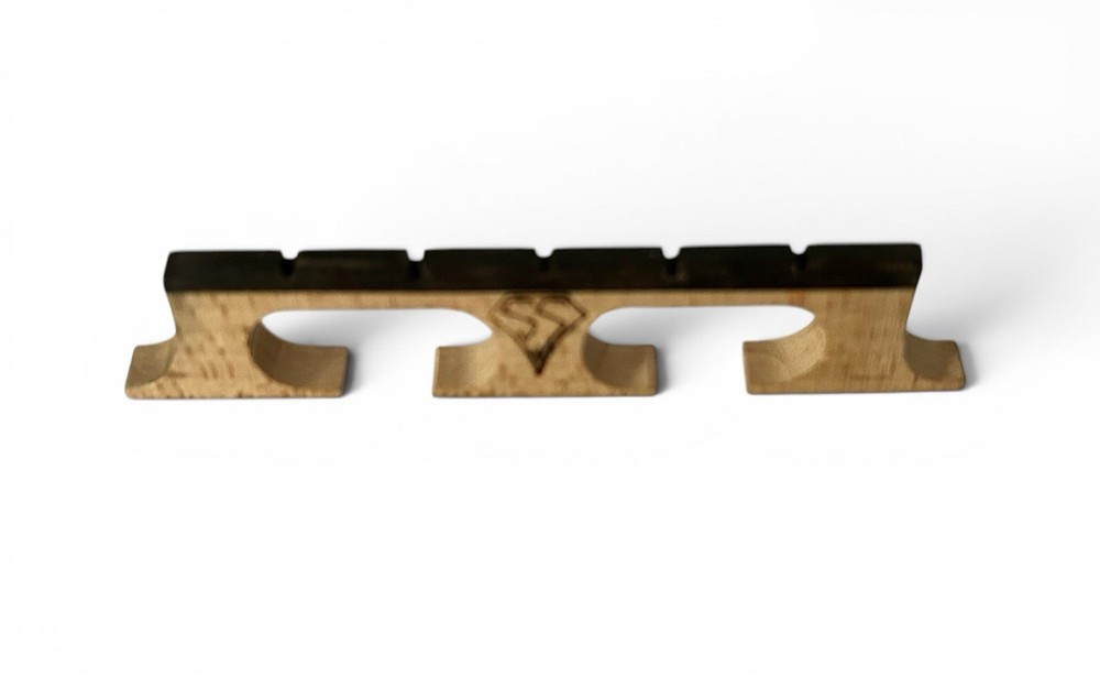 Snuffy Smith 5 String Compensated G Notch Banjo Bridge. Aged Maple & Ebony Top