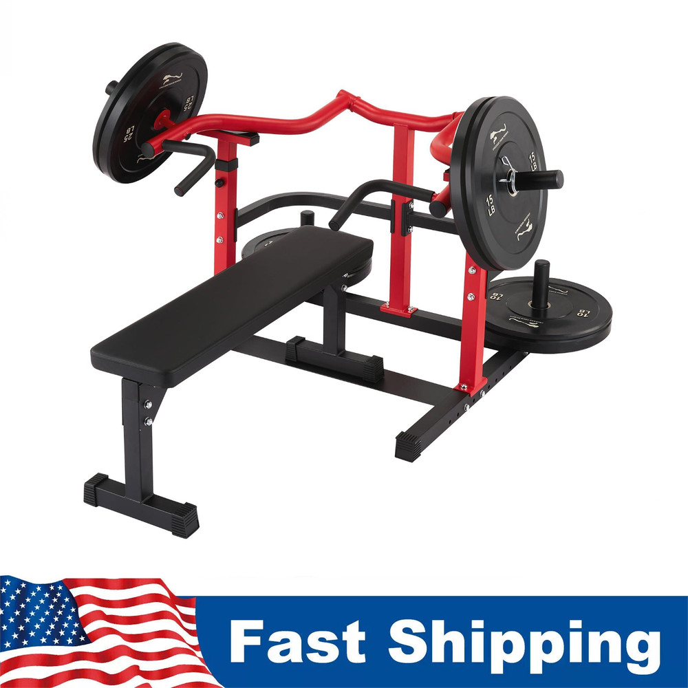 🔝Chest Press Machine with Adjustable Flat Bench & Smooth Bearings,Workout Machi