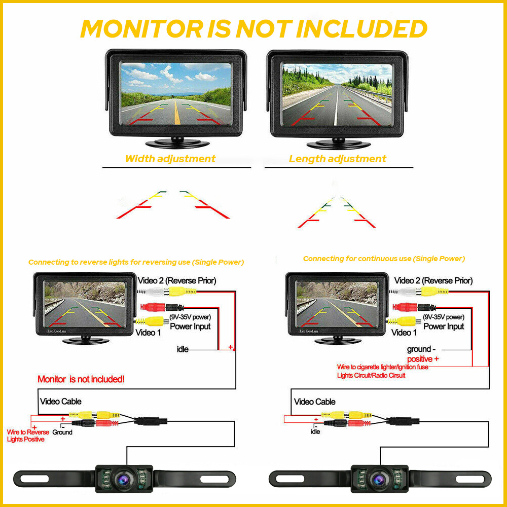 Car Rear View Backup Camera Parking Reverse Back Up Camera Waterproof CMOS 7LED