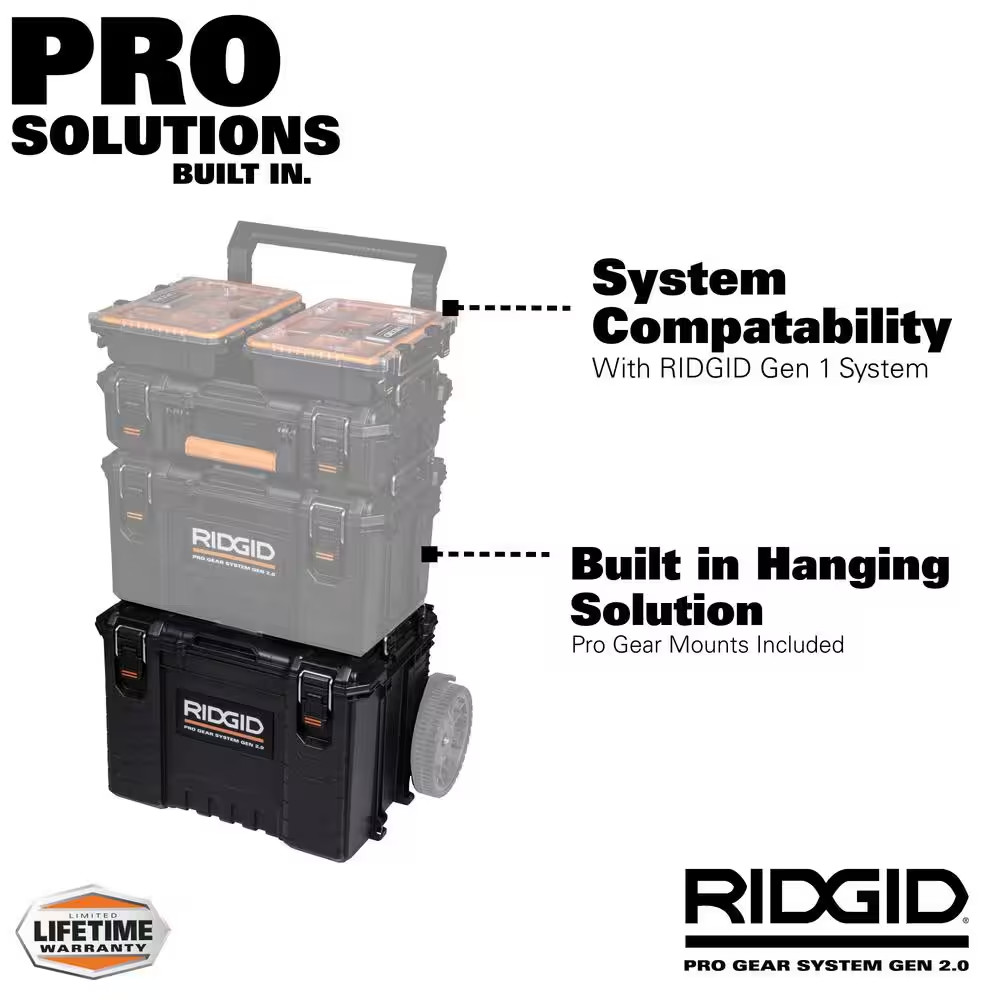 Pro Gear System Gen 2.0 Durable XL 22 In. Stackable Tool Box for Storage and Tra
