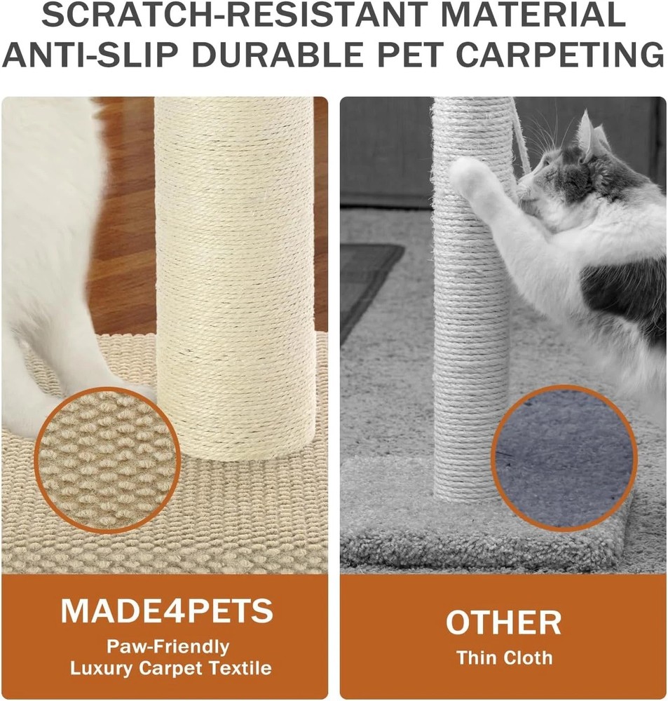 Made4Pets Tall Cat Scratching Post, Heavy Duty and Thicker Scratching Posts for