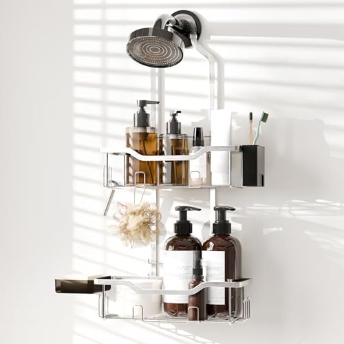 2-Tier Hanging Shower Caddy Organizer - Rustproof Over Shower Head Rack, No Dril