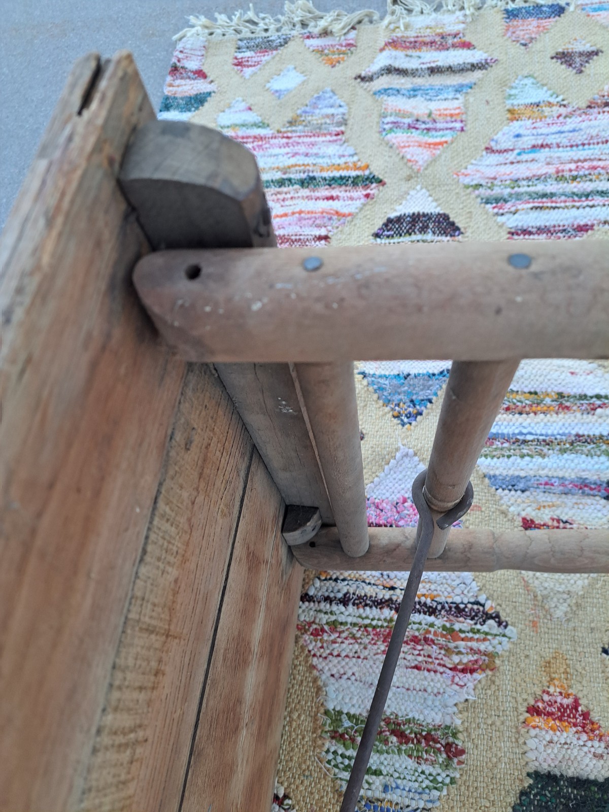 Antique Oak Folding Table No. 1 Primitive Distressed Needs Work