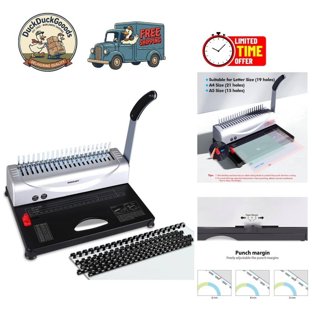 Durable 21-Hole Comb Binder for A4 & Letter Size - Efficient Document Binding